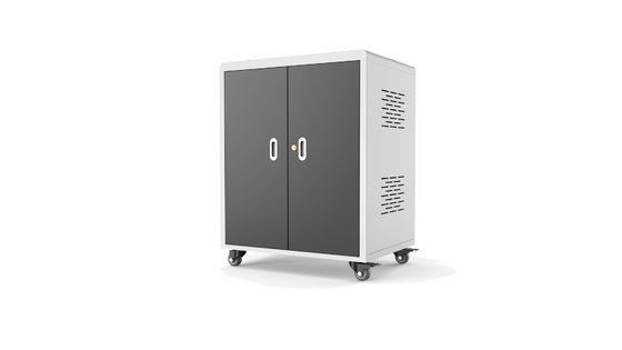 30 Slots Galvanized Sheet Chromebook Charging Cabinet with Cooling Fans and Universal Wheels