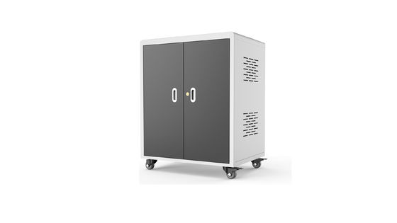 30 Ports Laptop Charging Cabinet with 4 Wheels and Brake 720*530*940mm Dimension 70kg Weight AC Power Sockets Charging Cart