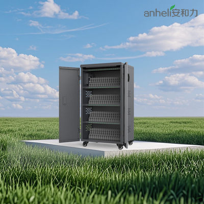 Galvanized Sheet Tablet Charging Cabinet Big Capacity 64 USB Ports Charging Cart