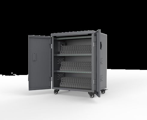 54 Ports USB Charging Cart with Cooling Fans and Ventilation Holes and Medical Standard Wheels for Tablets