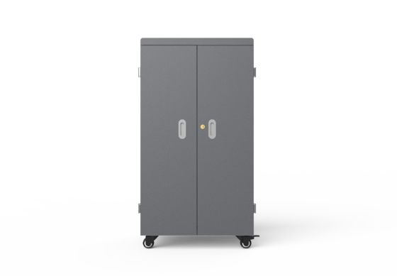 64 Slots USB Charging Cart with 4 Wheels with Brake 100-250V Input Voltage and Cooling Fans