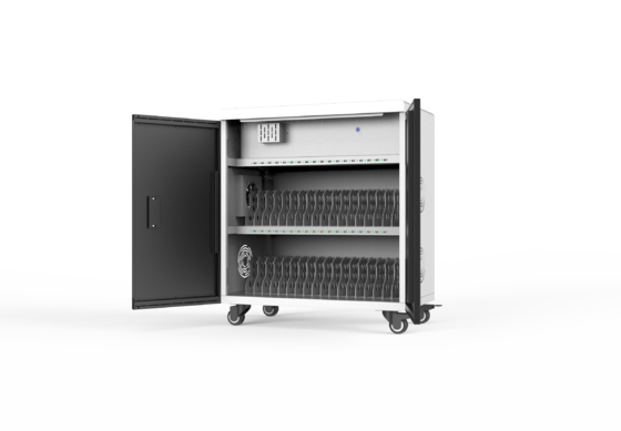 36 Port USB Smart Charging Cabinet with 4 Wheels 2 Brake and Cooling Fans for Secure Tablet Charging
