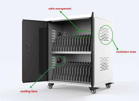 Anheli 2 Shelves Chromebook Charging Trolley Station For Classroom CCC